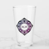 Aangepaste Initialen Elegant Paars Chic Art Deco L Glas (Voorkant)