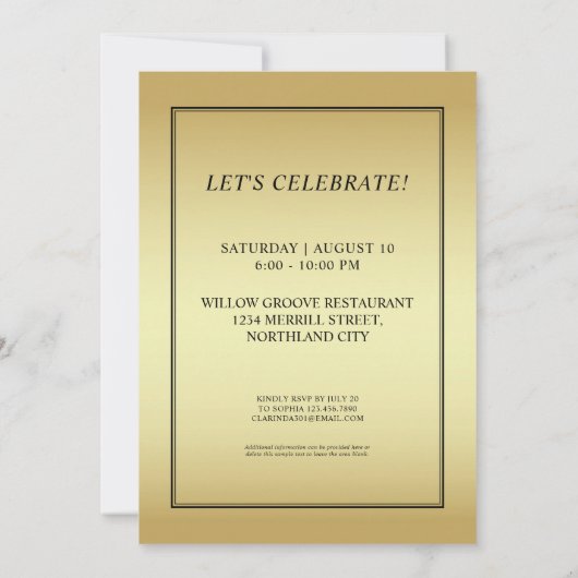 Aangepaste Initialen Elegant Zwart Goud 40e Verjaa Kaart (Achterkant)