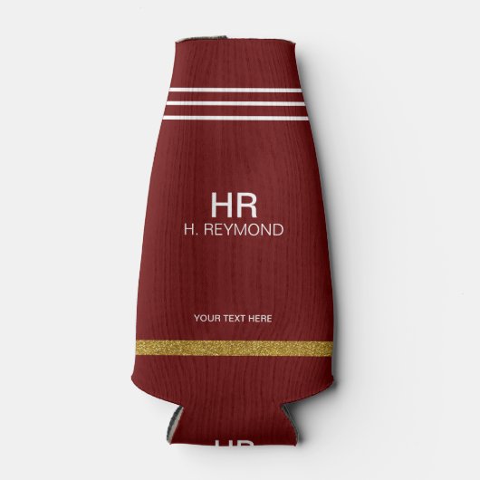 aangepaste initialen en naam rode flessenkoeler flesjeskoeler (Voorkant)