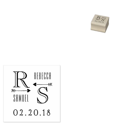Aangepaste Initialen en naamsbruiloft bevestigen Rubberstempel (Gestempeld)