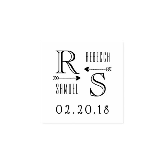 Aangepaste Initialen en naamsbruiloft bevestigen Rubberstempel (Afrduk)