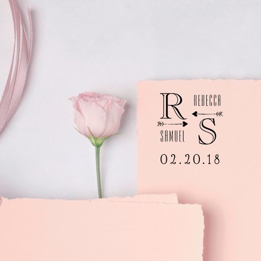 Aangepaste Initialen en naamsbruiloft bevestigen Rubberstempel