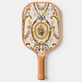 Aangepaste Initialen Franse Rococo Floral Elegant Pickleball Paddle