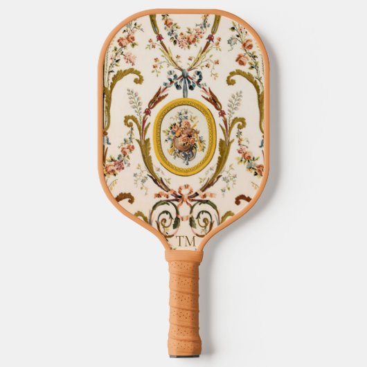 Aangepaste Initialen Franse Rococo Floral Elegant Pickleball Paddle (Voorkant)