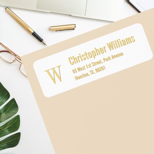 Aangepaste Initialen Golden Modern Retouradreslabe Etiket