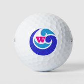 Aangepaste Initialen golfbal – Blue Wave Design Golfballen (Voorkant)