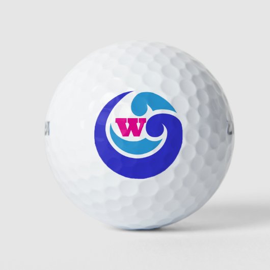 Aangepaste Initialen golfbal – Blue Wave Design Golfballen (Voorkant)