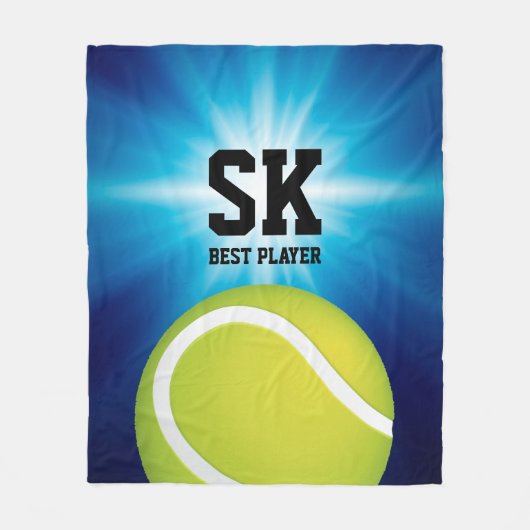 Aangepaste Initialen | Green Tennis Ball Fleece Deken (Voorkant)