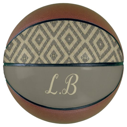 Aangepaste initialen grijs bruin pave bakstenen pa basketbal (Voorkant)
