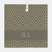 Aangepaste initialen grijs bruin pave bakstenen pa glas ornament (Achterkant)