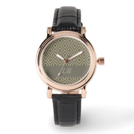 Aangepaste initialen grijs bruin pave bakstenen pa horloge