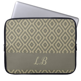 Aangepaste initialen grijs bruin pave bakstenen pa laptop sleeve