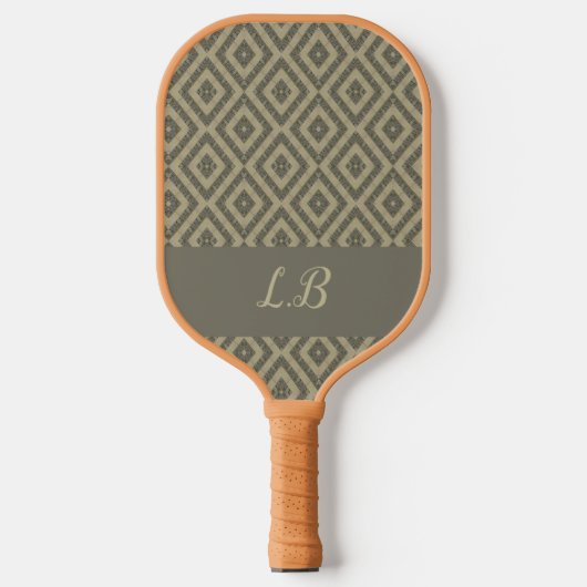 Aangepaste initialen grijs bruin pave bakstenen pa pickleball paddle (Voorkant)
