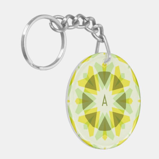 Aangepaste Initialen Heldergele Groene Zomerster Sleutelhanger (Voorkant Links)