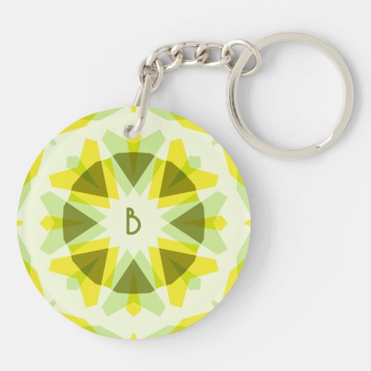 Aangepaste Initialen Heldergele Groene Zomerster Sleutelhanger (Achterkant)