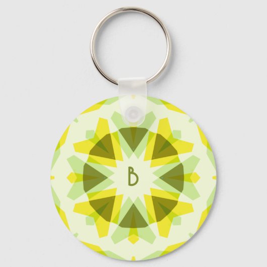 Aangepaste Initialen Heldergele Groene Zomerster Sleutelhanger (Achterkant)