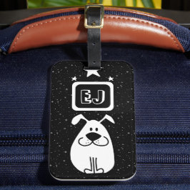 Aangepaste Initialen Hond-thema Bagagelabel