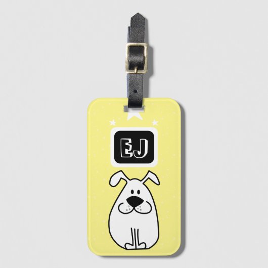 Aangepaste Initialen Hond-thema Bagagelabel (Voorkant (verticaal))