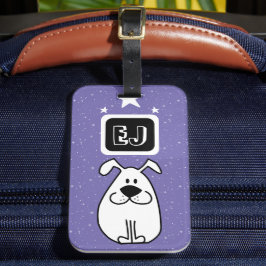 Aangepaste Initialen Hond-thema Bagagelabel