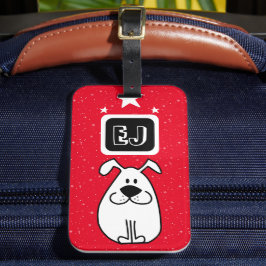 Aangepaste Initialen Hond-thema Bagagelabel