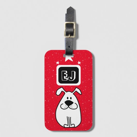 Aangepaste Initialen Hond-thema Bagagelabel (Voorkant (verticaal))