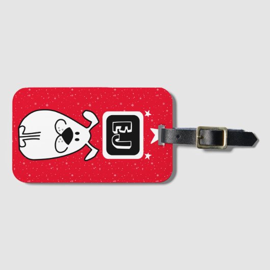 Aangepaste Initialen Hond-thema Bagagelabel (Voorkant (horizontaal))