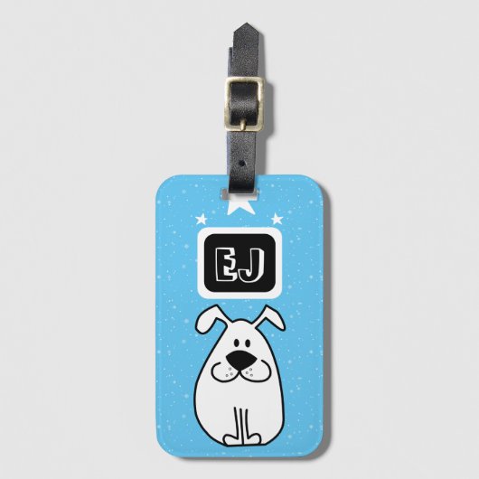 Aangepaste Initialen Hond-thema Bagagelabel (Voorkant (verticaal))