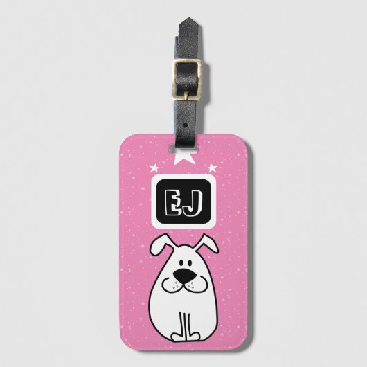 Aangepaste Initialen Hond-thema Bagagelabel (Voorkant (verticaal))