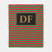 Aangepaste Initialen Kerst Rood/Groen Strepen Fleece Deken (Voorkant)