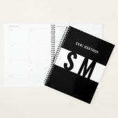 Aangepaste Initialen l Elegant zwart-wit monogram Planner (Display)