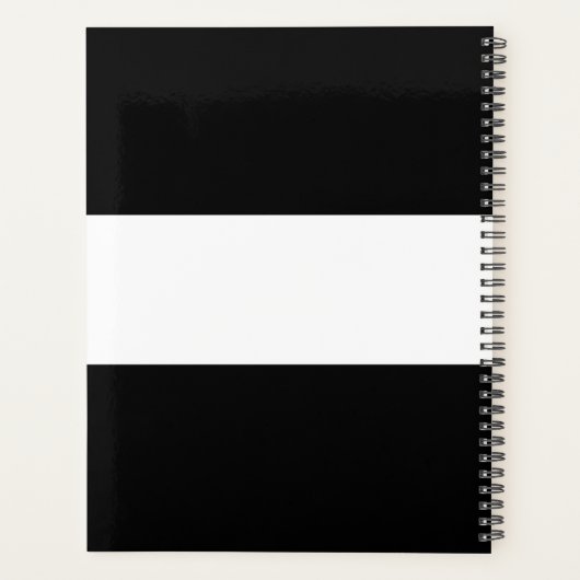 Aangepaste Initialen l Elegant zwart-wit monogram Planner (Achterkant)