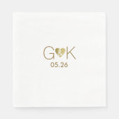 Aangepaste initialen met faux gouden liefdeshart,  servet (Voorkant)