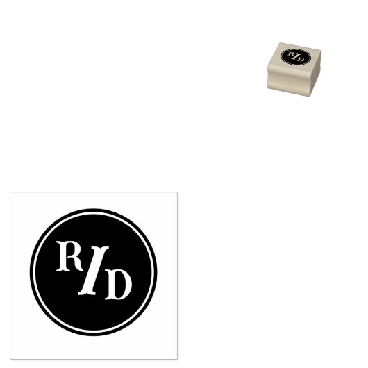 Aangepaste initialen met rond rubberstempel (Gestempeld)