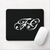 Aangepaste Initialen Modern Chic Zwart & Wit Muismat (Met muis)