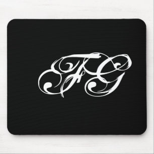 Aangepaste Initialen Modern Chic Zwart & Wit Muismat