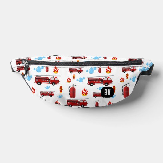 Aangepaste Initialen Monogram Boys Brandweerwagen Heuptasje (Liggend)