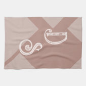 Aangepaste initialen monogram bruin neutraal geome theedoek (Horizontaal)