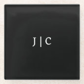 Aangepaste Initialen Monogram Minimalistisch Moder Glazen Onderzetter (Voorkant)