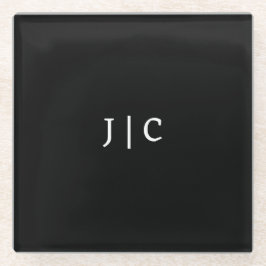 Aangepaste Initialen Monogram Minimalistisch Moder Glazen Onderzetter