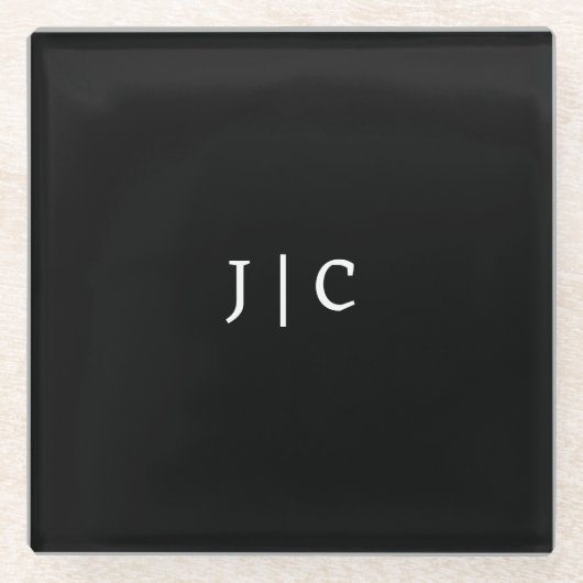 Aangepaste Initialen Monogram Minimalistisch Moder Glazen Onderzetter (Voorkant)