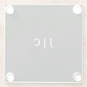 Aangepaste Initialen Monogram Minimalistisch Moder Glazen Onderzetter (Achterkant)