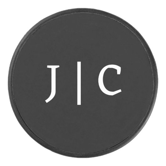 Aangepaste Initialen Monogram Minimalistisch Moder Hockey Puck (Voorkant)
