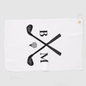 Aangepaste Initialen Monogrammed Golfclubs Modern Golfhanddoek (Horizontaal)