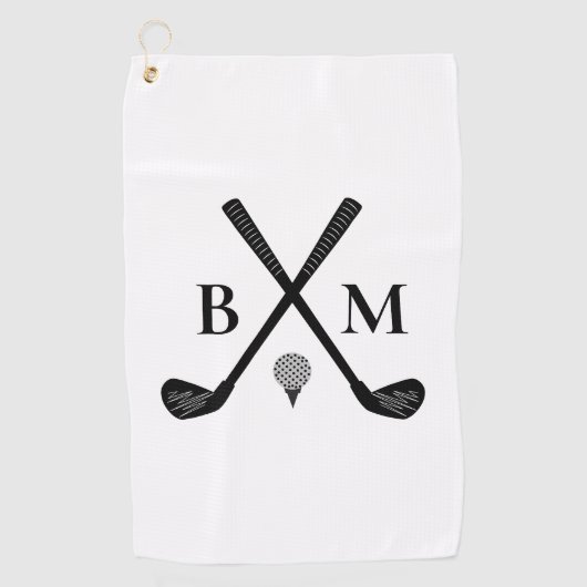 Aangepaste Initialen Monogrammed Golfclubs Modern Golfhanddoek (Voorkant)