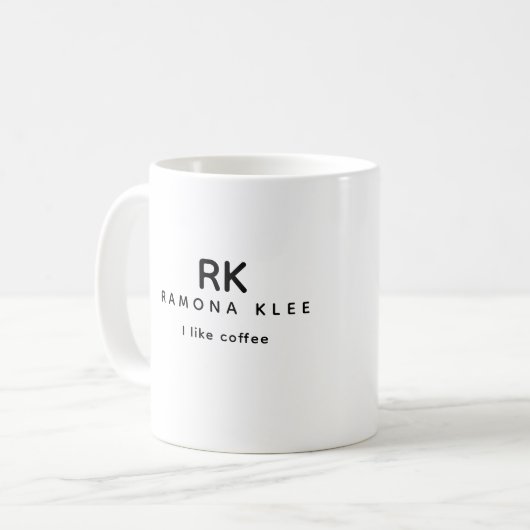 Aangepaste Initialen, Naam en Slogan 'Ik hou van k Koffiemok (Voorkant links)