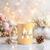 Aangepaste initialen Neutraal modern sinaasappel Koffiemok