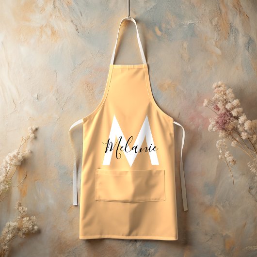 Aangepaste initialen Neutraal modern sinaasappel Schort