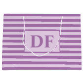 Aangepaste Initialen Paarse strepen Groot Cadeauzakje (Voorkant)
