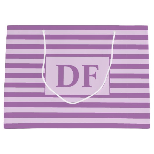 Aangepaste Initialen Paarse strepen Groot Cadeauzakje (Voorkant)