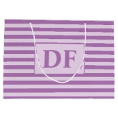 Aangepaste Initialen Paarse strepen Groot Cadeauzakje (Achterkant)